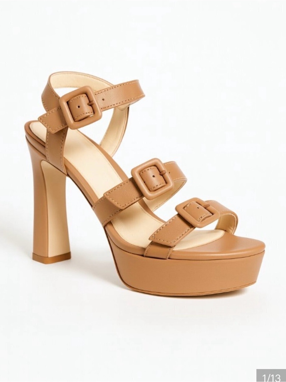 Marion Parke Lucy Ankle Strap Platform Sandal Leather Made in Italy Carmel